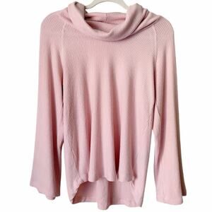 Maeve Anthropologie | Cowl Neck Ribbed Knit Sweater Top Blush Pink XS